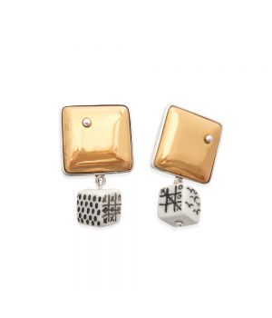  Square Earrings with "Tic Tac Toe" Cubes - "Signs", fig. 1 