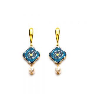  Blue Cross Earrings with Pearl "Byzantium" #1, fig. 1 