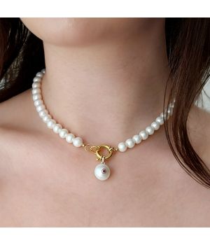  Pearl Necklace with Large Pearl and Ruby "Deep In The Ocean", fig. 2 