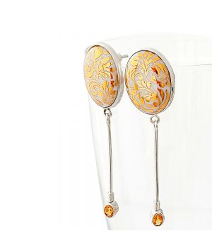  Oval long earrings with citrine stones "Treasure Garden", fig. 1 