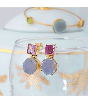  Earrings with agate druzy and amethyst "Anne", fig. 1 