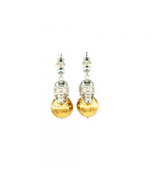  Silver Skulls with Gold Plated Balls Earrings "In Bloom", fig. 1 