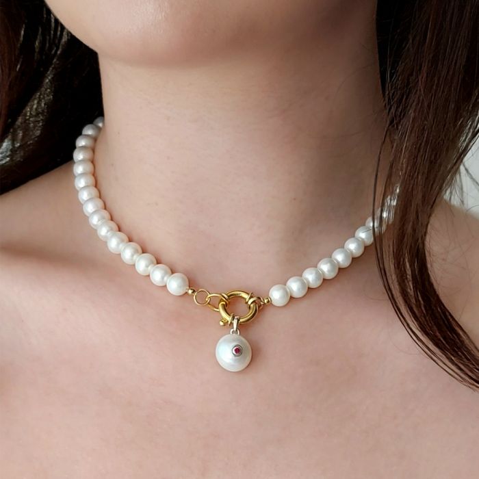  Pearl Necklace with Large Pearl and Ruby "Deep In The Ocean", fig. 2 