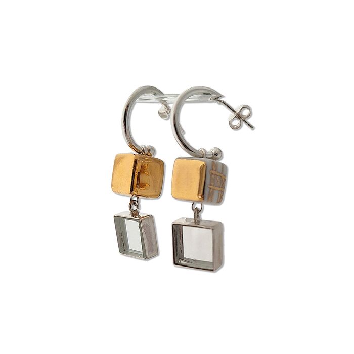  Cubic Earrings with Mirrors "The Journey in the Mirror", fig. 1 