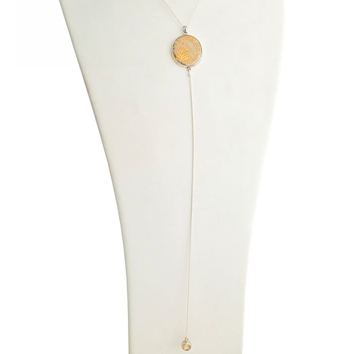  Colier pandantiv rotund cu flori aur si citrin “Spring is in the Air – Premium Collection”, fig. 1 