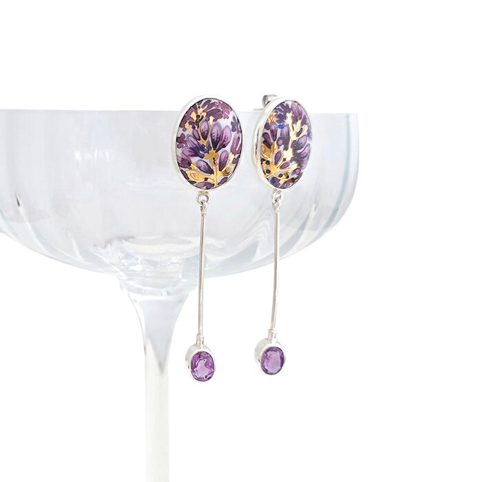  Cercei ovali cu tijă şi ametist “Spring is in The Air" – Premium Collection, fig. 1 