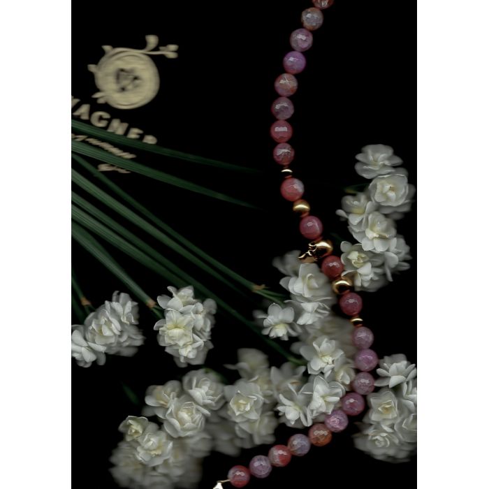  Gold Plated Skull with Agate and Pearl Necklace "In Bloom", fig. 3 