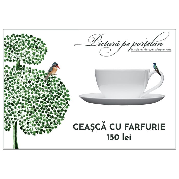  Ceasca cu farfurie din portelan alb pentru pictura, fig. 1 